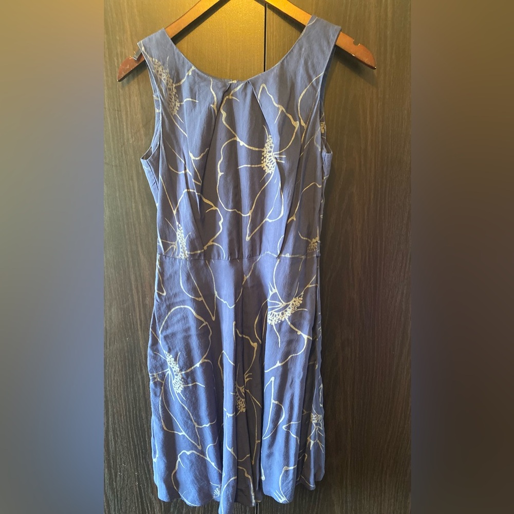 APRICOT Navy Dress with silver Floral Outline
